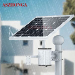 Solar Aszhonga Professional Single Crystal Sillicon 60W Solar Panel DC12V 30A 40A LITIUM Batteri för 4G Wireles Security IP -kameror