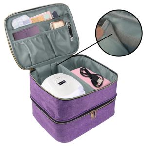 Custodia da trasporto per smalto per rossetto Borsa portatile per strumenti per manicure Gel 30 bottiglie Porta smalto a doppio strato