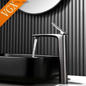 Rubinetti per lavandino del bagno VGX rubinetto del bagno di lusso miscelatore per lavabo alto rubinetto per lavabo alto rubinetto per lavabo gourmet rubinetto per acqua calda e fredda in ottone nero Q240301