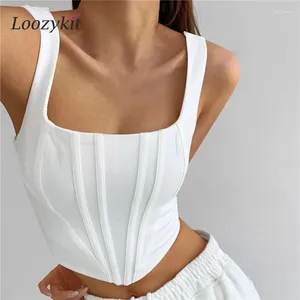 Czołgi damskie Y2K Summer Short Corset Top Kobiety Casual Crop Tank Tops Blise Blandier Bustier Streetwear Sexy nieregularny Slim Fit Camisole