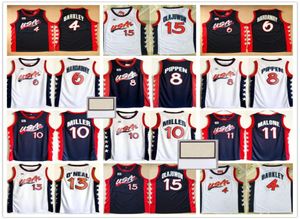 Mitchell and Ness 1996 USA Dream Team Basketball Jerseys Custom 15 Hakeem Olajuwon 6 Penny Hardaway 4 Charles Barkley 10 Reggie MI9370170