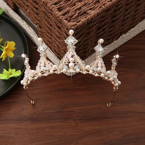 Kids Girls Crystal Crown Wedding Party Hair Accessiories Flower Girl Diadems Jewelry Bridal Children Tiara 240226