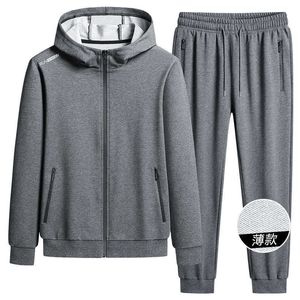 Men's Hoodies Sweatshirts Autumn and winter new plush sports set for mens hooded sweatshirt casual morning running casual sports two-piece set for men