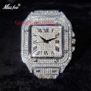 Popular Bling Iced Out Relógios Quartz Men Watch Cubic Zirconia Diamond Moissanite Watch