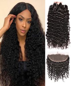 8A GRADE BRAZILIAN DEEP Curly Wave Weaves Human Hair Bundles With 13x4 Lace Frontal Virgin 1030 tum Deep Curly Human Hair Ex3378502