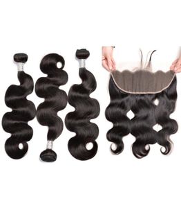 10a 100g cabelo humano não processado tece com renda frontal brasileiro peruano remy extensão do cabelo do corpo bundles5210028