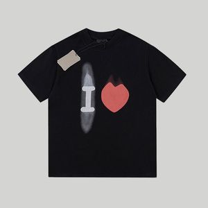 Paris tarzı sevgilisi aşk kalp baskı boyun nakış tişört tasarımcısı t shirt bahar yaz gündelik moda kaykay erkek kadınlar tshirt 24ss 0301