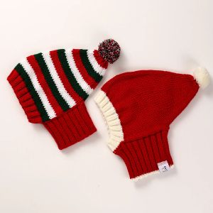 Caps Dog Hat Red Christmas Pet Hat Striped Wool Dog Hat Handwoven Pet Hat Suitable for Small, Medium, and Large Dogs