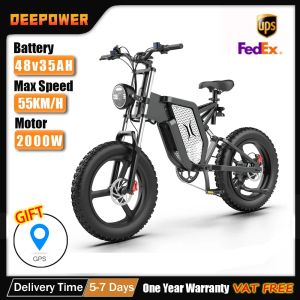 Bicycle DEEPOWER X20 PRO 2000W Adults Electric Bike Bicycle 48V 30AH 20 Inch Tire Ebike Folding Electric E Bikes Mountain Moped Ebikes