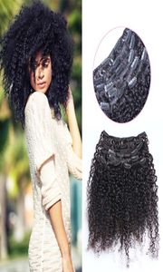 1 Jet Black Brasilian Straight Hair Afro Kinky Clip in Extensions 7pcsSet 100g Kinky Curly Clip in Human Hair Extensions2947806