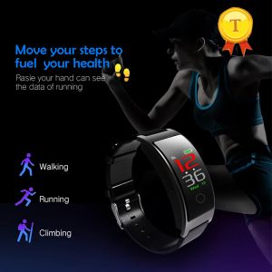Bileklikler Renk Dokunmatik Ekran Yaşlı Erkek Kadın Hediye Kalp Hızı Kan Basınç Monitörü Bluetooth Akıllı Bilezik CK11 Akıllı Bant Fitness Tracker
