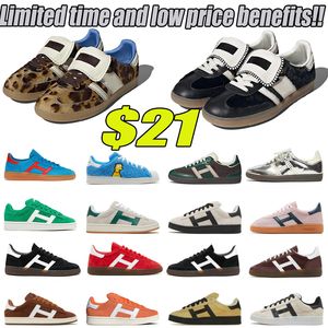 Het Sale Designer Shoes Wales Bonner Vintage Trainer Sneakers Leopard Core Black White Non-Slip Fashionable Classic Campus Men Women Casual Shoes Storlek 36-45