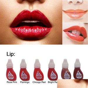 Stałe atramy do makijażu Modowania 6pcs Mikroblading usta tatuaż atrament semipermanentowy profesjonalista dla brwi Eyeline Pigmented Beauty Paint DH5HF