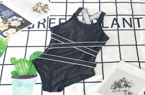 Mulheres Preto Onepiece Swimwear Pad Bikini Set Push Up Alça de Ombro Com Letras Maiô Maiô Natação Suit1844987