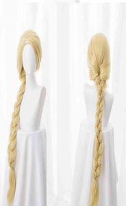 Emaranhado princesa 120cm 47quot reta loira super longa peruca cosplay rapunzel cabelo sintético anime peruca boné aa22031756642812170227
