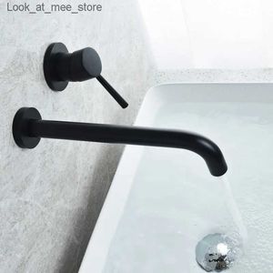 Rubinetti per lavabo bagno rubinetto a parete miscelatore caldo e freddo lavello ugello rotante maniglia a stelo singolo incorporata Q240301