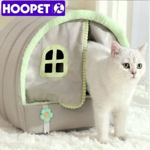 Mats HOOPET Cat House Warm Pet Tent Basket Cozy Kitten Cushion Pet House Small Dog Mat Cat Sleeping Cave Pets Bed Supplies