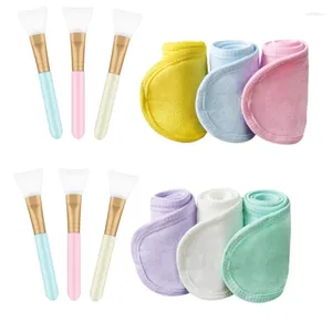 Party Favor Spa Wedding Favors Gäster 6st Silicone Face Mask Borstes and Facial pannband Terry Cloth Bridesmaid Gifts