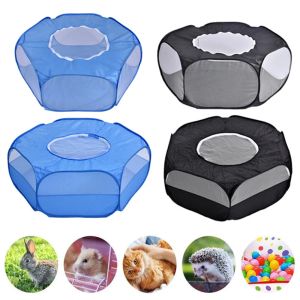 Käfige Haustier tragbarer kleiner Hamster Käfig Transparent Hedgehog Käfig Zelt Zelt Pet Playpen Open Folding Hof Zaun für Hunde Kaninchen Meerschweinchen