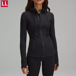 Ll yoga defi huva jacka full-zip kappa långärmare jackor gym tröjor vindtät mångsidig laidback studio-to-street helg jogger sportkläder