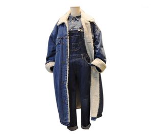 Men039S Trench Coats Wholemen Women Long Denim Jacket High Street Fashion Hip Hop Winter Thick Cashmere Jean Coat Windbrea1140865