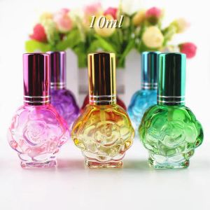 Flaska 10 st 10 ml färgglad rosformad glas parfymflaska påfyllningsbar prov bärbar tom atomizer mini rese parfum spray flaskor