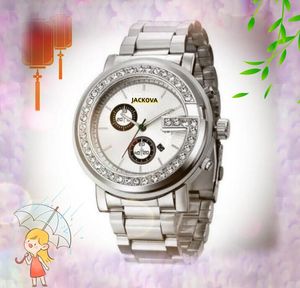 Big Dial Couple Automatic Date Men Women Watches Stainless Steel Fabric Band Quartz Battery Movement Clock Sky Starry Diamonds Ring Chain Bracelet Wristwatch Gifts