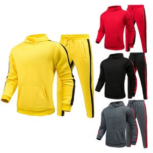 Manlig sportband Set Lång ärm Tracksuit Color Matching Jogging Suit Y2K Hoodies and Pants Casual Fleece Clothing 240219