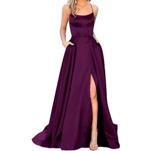 Spaghetti Satin Mother of the Bride Dresses High Split Floor-length Mother's Dresses