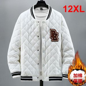 Autumn Winter Thick Varsity Jacket Men Baseball Jacket Plus Size 12XL Coat Men Winter Warm Outerwear Big Size 10XL 12XL 240226