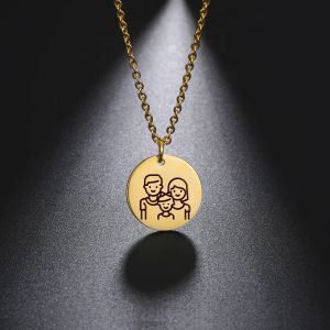 Collana in oro giallo 14 carati Mamma papà Famiglia Argento Colore Amore Ragazzo Ragazza Bambini Ciondolo Gioielli Donna Regalo di Natale