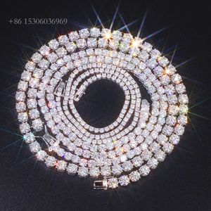 2022 moda hip hop jóias 2mm 3mm 4mm 5mm largura banhado a ouro bling vvs redondo moissanite tênis corrente