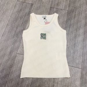 Miu marchio di lusso delle donne gilet lavorato a maglia gilet senza maniche designer abbigliamento donna fatto a mano in rilievo maglietta a maniche corte sexy canotta sottile