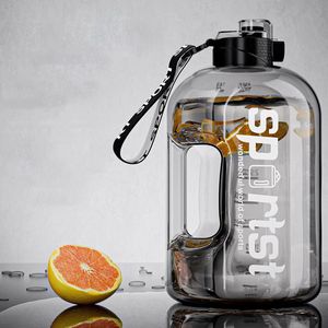 Half Gallon Motivational Water Bottle Leakproof BPA Free Sports Water Jug with Time Marker and Handle Large Capacity Water Bottle