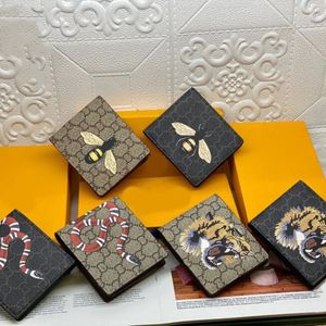 Hot Men Animal Designers Short Wallet Fashion Leather Black Snake Tiger Bee Women Luxury Purse Card Holders With Gift Box Small Holders Purses dhagte Wallets