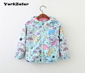 Kids Rain Jacket Baby Girl Boy Clothing Spring Children Long Sleeve Print Unicorn Dinosaur Hooded Coat Outerwear Tops8191394