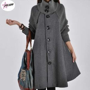 Graben PULABO 5XL Größe Lange Weibliche Jacke Mantel Mantel Windjacke Lose Winter Wolle Mantel Frauen Herbst Manteau Femme Hiver Cape warme