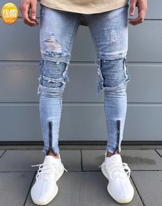 Erkekler hip hop gloria jeans hole kovboy elastik ayak fermuarlı moda denim joggers erkek kot pantolon7372250