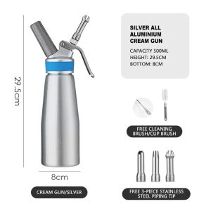 Verktyg Cream Gun Siphon Kitchen Vispad grädde Gas Foamer Gun rostfritt stål Tool Whipper Chantilly Dispenser Coffee Cake