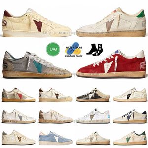 Luxury Luxe Dupe Ball Star Sneakers Casual Shoes Mens Womens Dirty Old Sneakers Svart och Sliter Vintage Beige Glitter Gold Metallic Suede Leather Ballstar Trainers