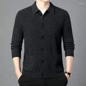 Męskie swetry wełniane swetra wełna grube lapy swobodny sweter z pojedynczym swetrem luźna kurtka mężczyźni