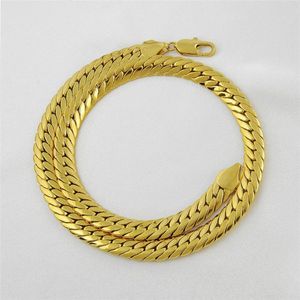 Colares Pingente Varejo Massivo 18k Amarelo Ouro Cheio 24 10mm 85g Herringbone Chain Mens Colar GF Jewelry2070