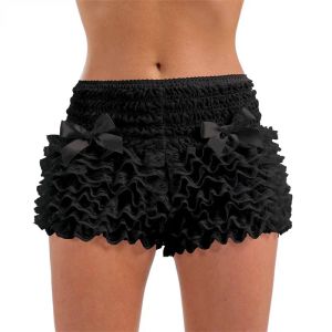 Shorts lolita kvinnor 2000 -tal kawaii estetiska spets trim skiktade ruffle bloomers söta korta byxor bowknot dekor frilly trosor