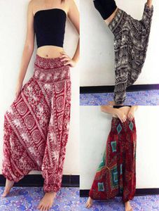 Mulheres calças de perna larga baggy afghani genie indiano aladdin impressão cintura alta moda calças plus size solto chiffon roupas q08017697509