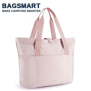 BAGSMART Damen-Einkaufstasche, 20 l, wasserdicht, faltbar, Reisetasche mit Reißverschluss, Umhängetasche, Handtasche für Reisen, Arbeit, Schule, 240228