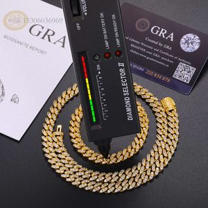 Low Price 8Mm 1 Row VVS Moissanite Iced Out Cuban Link Chain Hiphop Jewelry Sterling Sier Lab Diamond Necklace Men Women