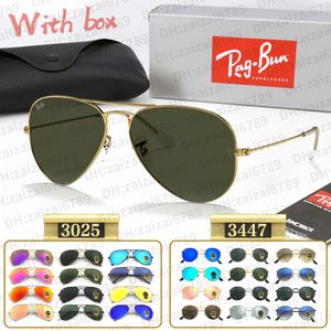 Classic flight goggles rb 3025 sunglasses cool 3447 rb sunglasses large metal frame green classic G-15 polarized UV400 glass lens high quality with original box