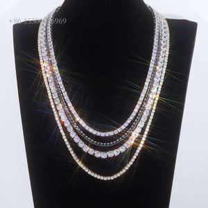 Fashion Jewelry 3mm-6mm Classic Sterling Sier D Color VVS Moissanite Diamond Cluster Tennis Chain Necklace For Men Women