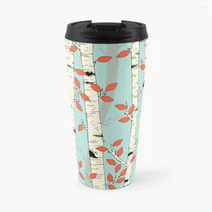 Water Bottles In The Birch Trees Travel Coffee Mug Vintage Cup