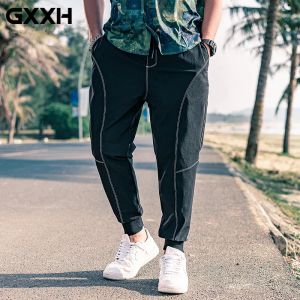 パンツGXXHプラスサイズ4XL 5XL 6XLメンズファッションブランドファットガイストリートウェアパンツルースソリッドカラーコントラストラインカジュアルズボンを増やす